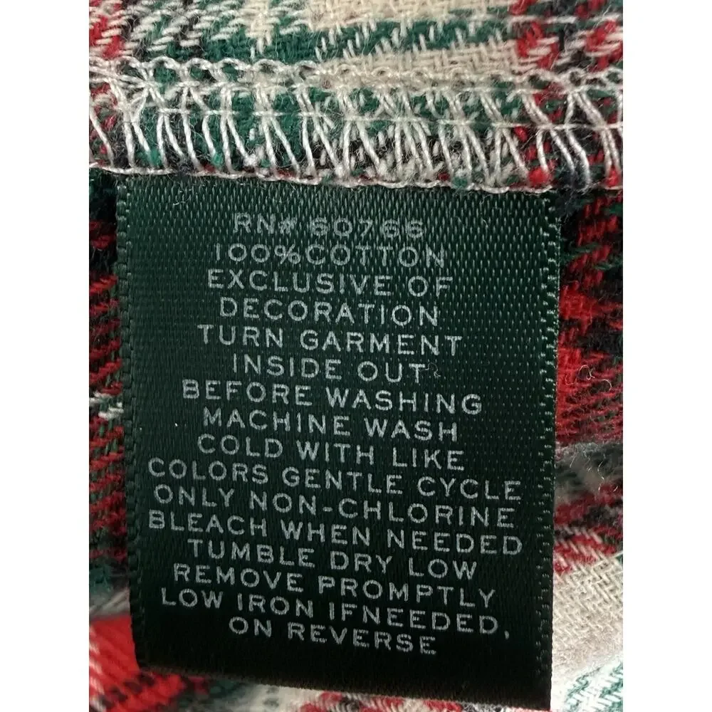Lauren Ralph Lauren Plaid Flannel Sleep Shirt Nightgown NWT Red Green Cotton L - Picture 6 of 7